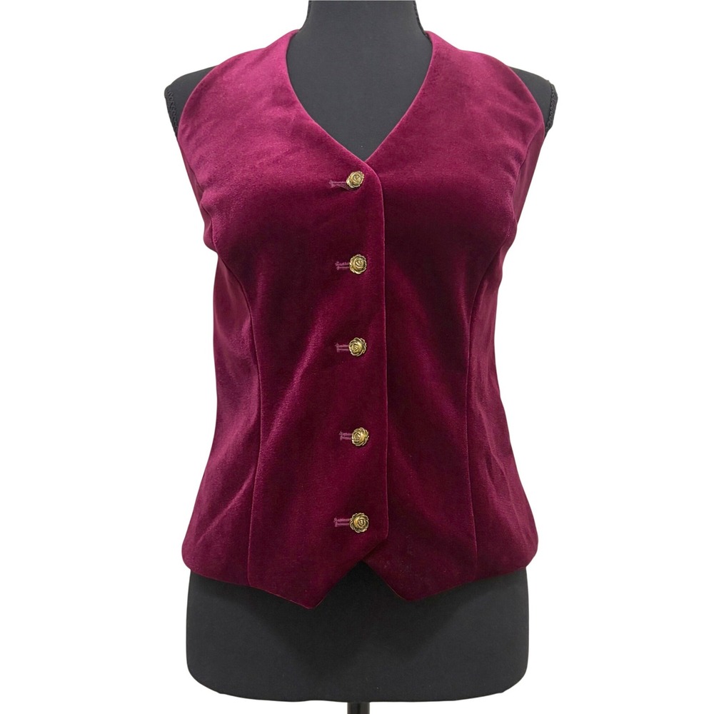 White House Black Market Burgundy Velvet Halter Vest Top Sz 6 Romantic Victorian